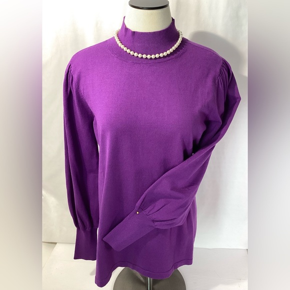 Iman Woman’s Sweater Pullover Size L Color Purple Long Sleeves Knit - Picture 1 of 10